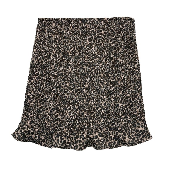 GUESS Leopard Print Smocked Mini Skirt Sz Small - Picture 6 of 6